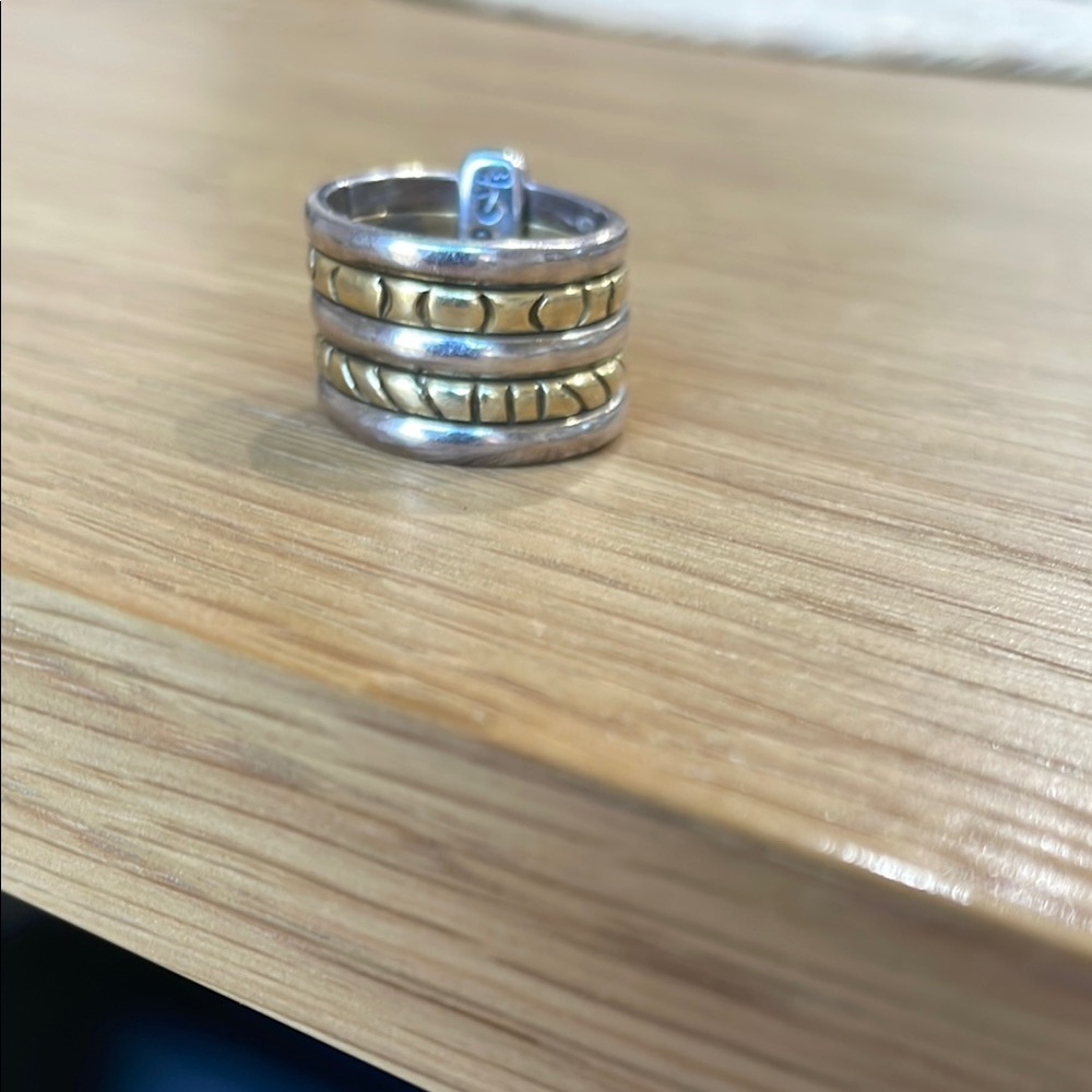 Elegant Silver and Brass Band Ring